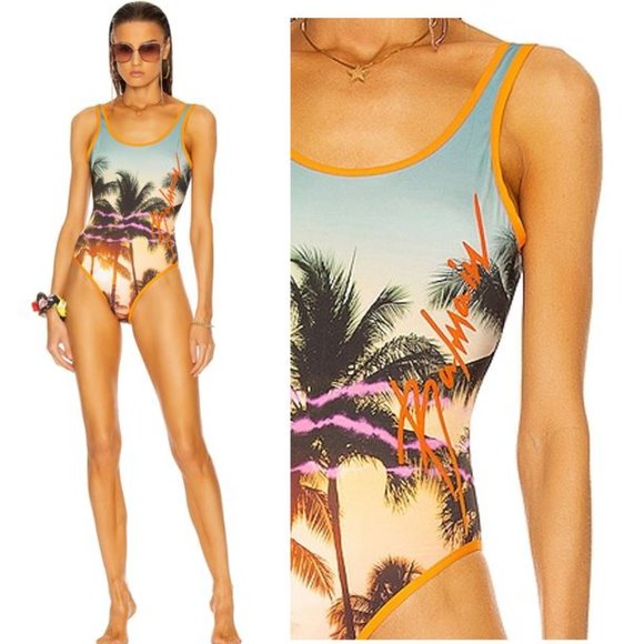 Balmain Other - NEW BALMAIN Olimpionic Swimsuit in Print With Orange Logo